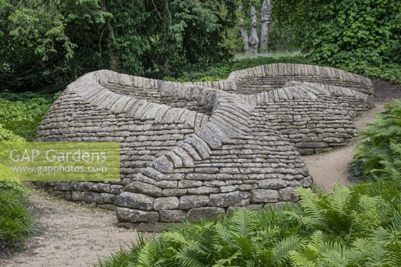 Dry Stone Wall in Arcadia at Chatsworth designed by Robert Clough - June 