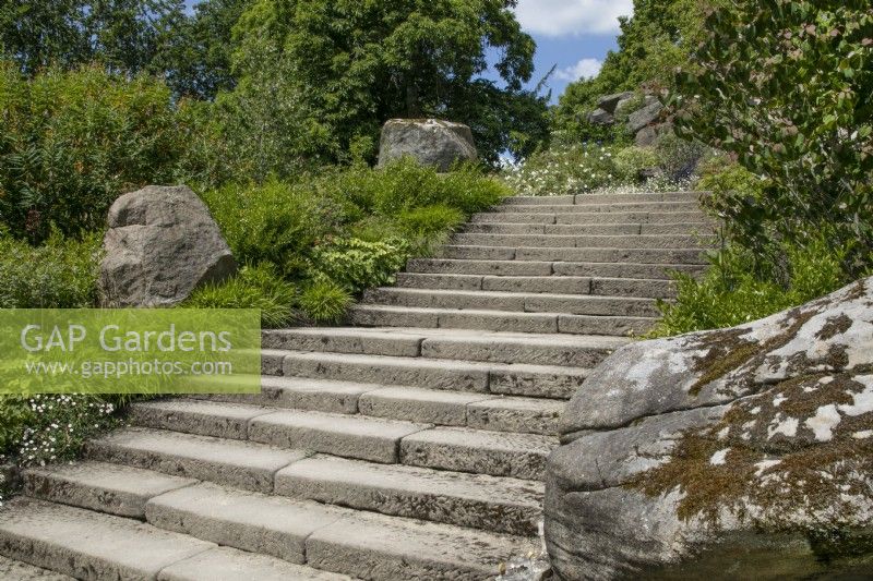 Steps through Paxton's Rock garden at Chatsworth - June 