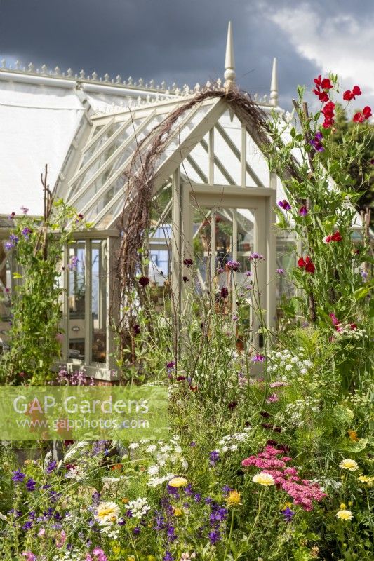 Cut flower garden with Alitex greenhouse - RHS Hampton Court Palace Garden Festival 2022