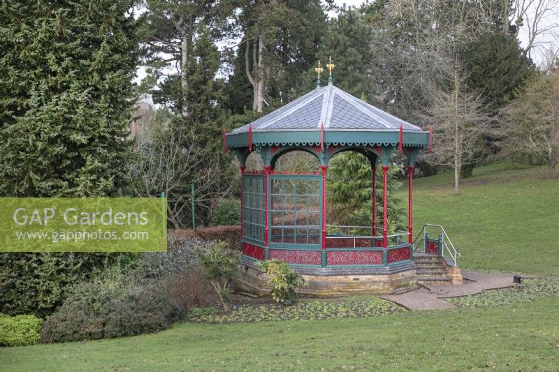 The Chinese Bandstand at Birmingham Botanical Gardens - January 
