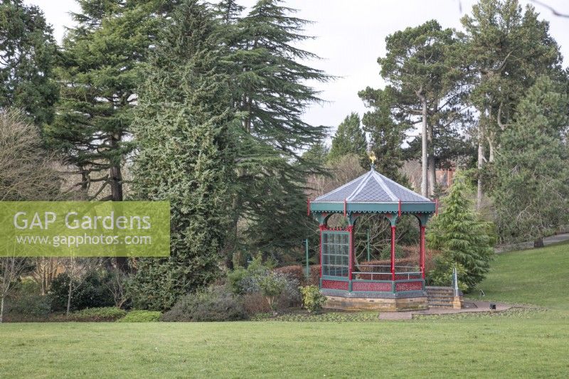 The Chinese Bandstand at Birmingham Botanical Gardens - January 
