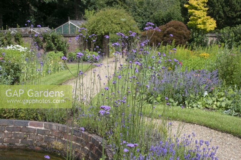Flowerbeds in the walled garden at Winterbourne Botanic Garden, July