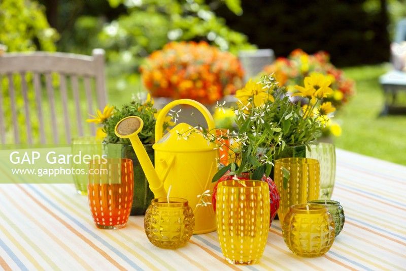 Table decoration with annuals, summer July