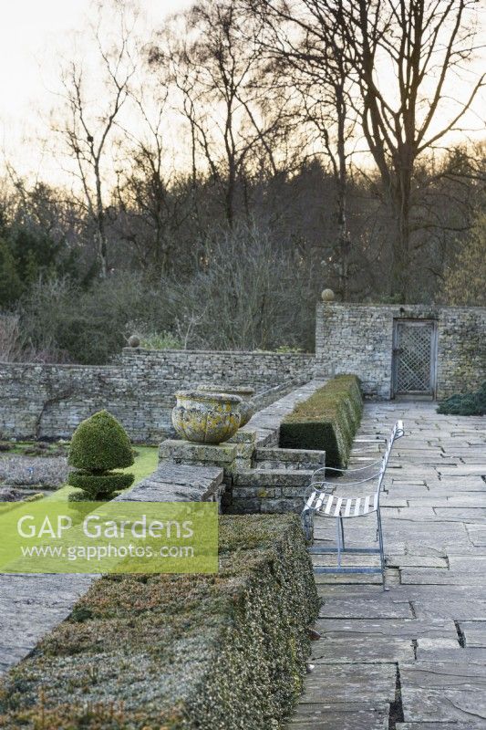 Top Terrace at Cotswold Farm Gardens in February.