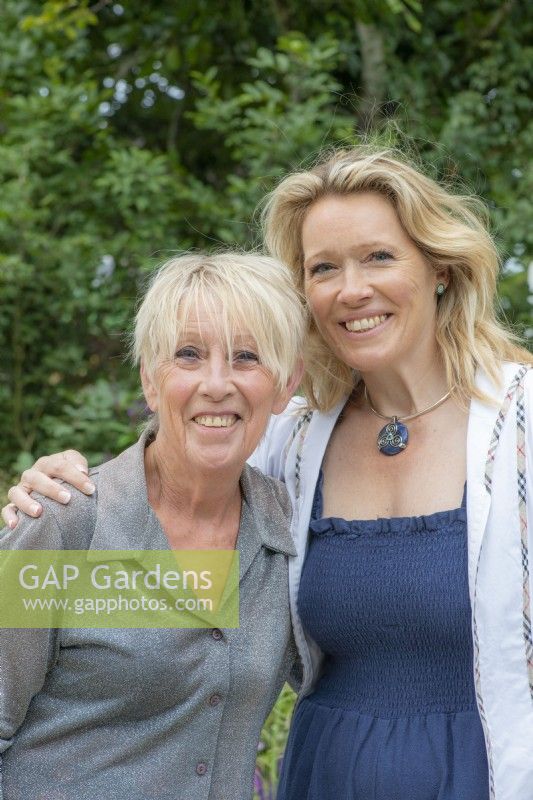 Designer Carol Klein with Helena Pettit, RHS director of gardens and shows, at the Hampton Court Palace Garden Festival 2023.