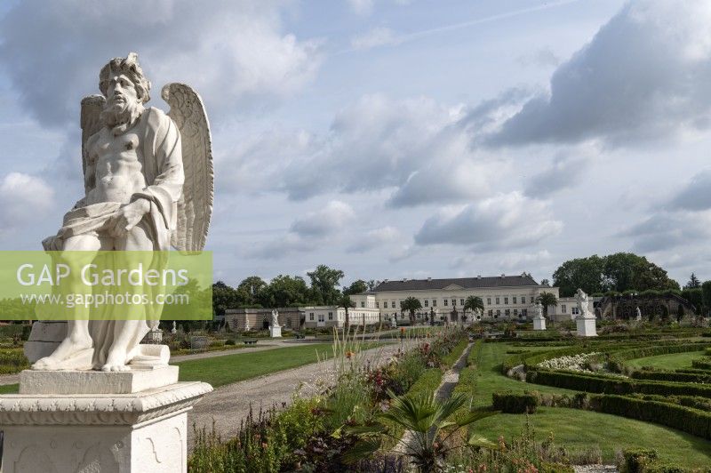 Hannover Germany Herrenhausen Royal Gardens. 
Statues in the Grosser garten Baroque gardens. 