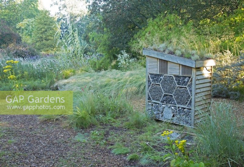 Bee Hotel in the Sunny Meadow at Knoll Gardens in Dorset