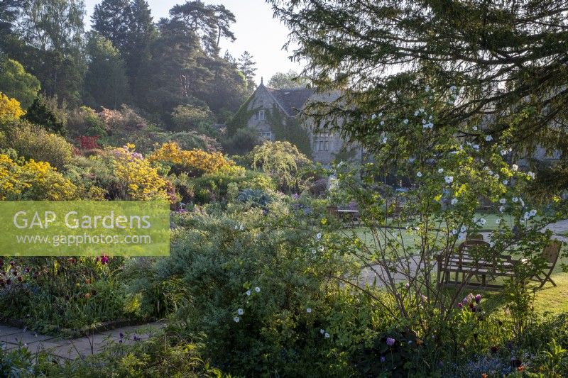Early summer view at Gravetye Manor Gardens
