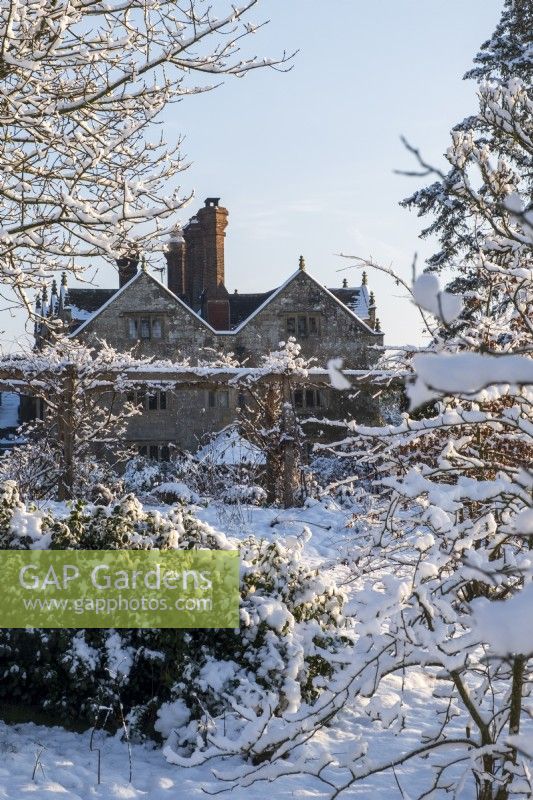 The garden at Gravetye Manor, Sussex, in winter.