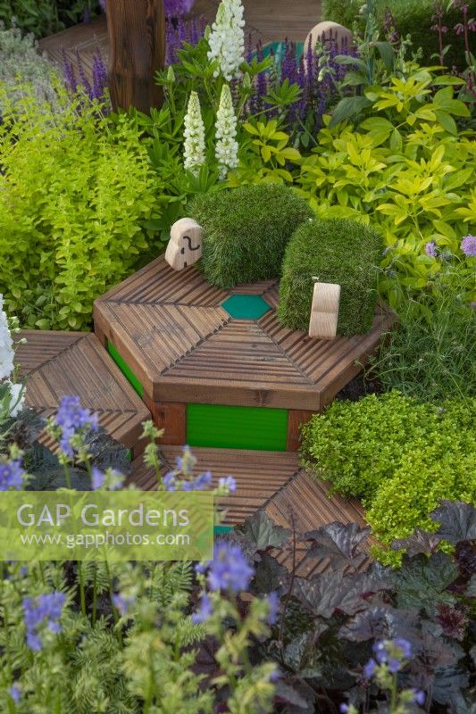 Hexagonal decking in 'This Wild Life Garden' at BBC Gardener's World Live 2018, June