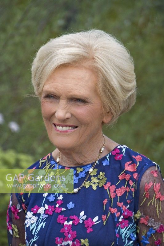 Mary Berry, celebrity baker and judge on the 'Celebrity Bake Off' television series at the RHS Chelsea Flower Show