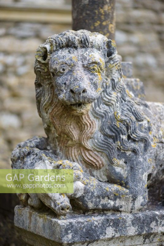Carved lion at Iford Manor