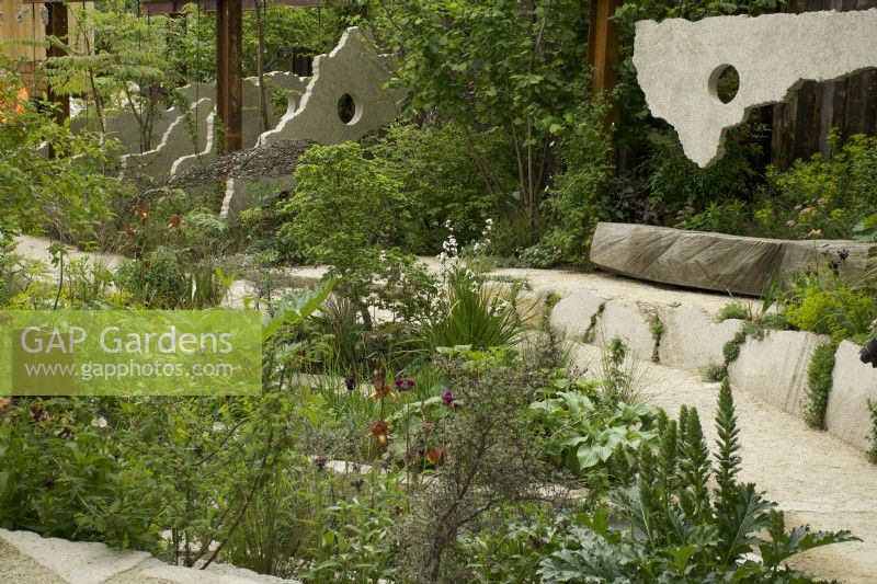 RHS Chelsea Flower Show 2023 - Flower bed in the Samaritans' Listening Garden designed by Darren Hawkes