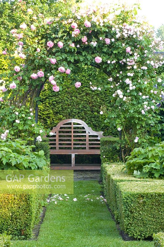 Rose arch and seating area 