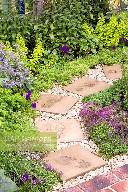 Herb garden with stepping stones 