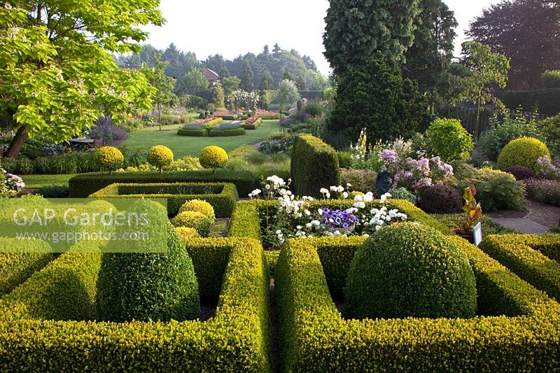 Large garden with topiary 