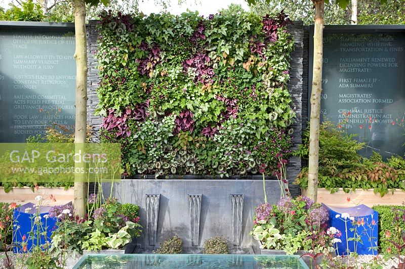 Small garden with vertical planting wall 