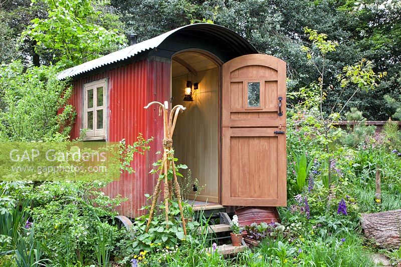 Shepherd’s wagon as a garden house 