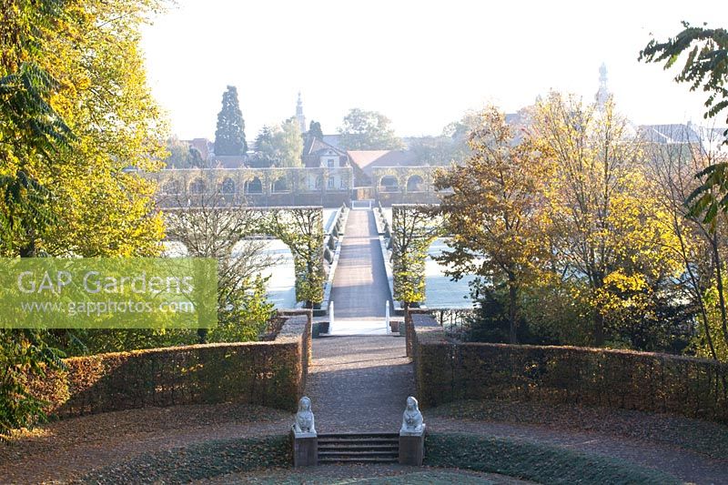 View from the Apollo Temple to the Orangery Garden in the Schwetzingen Palace Garden 