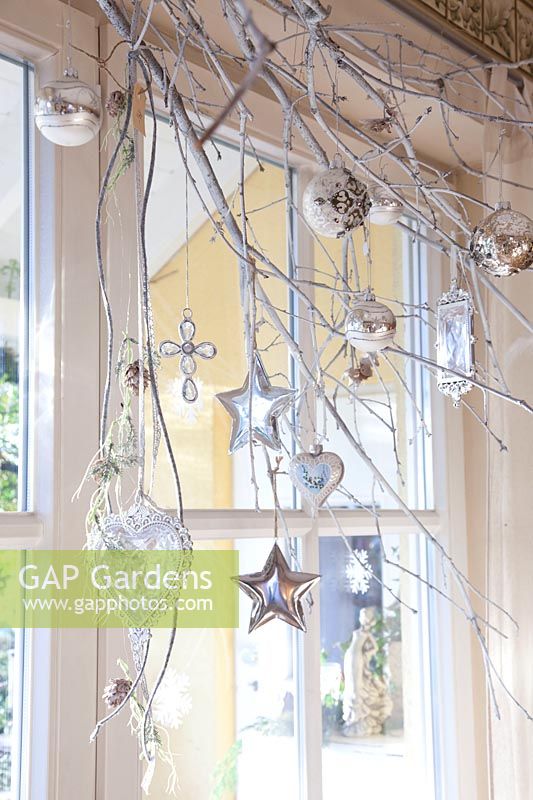 Christmas garland with glass decorations 