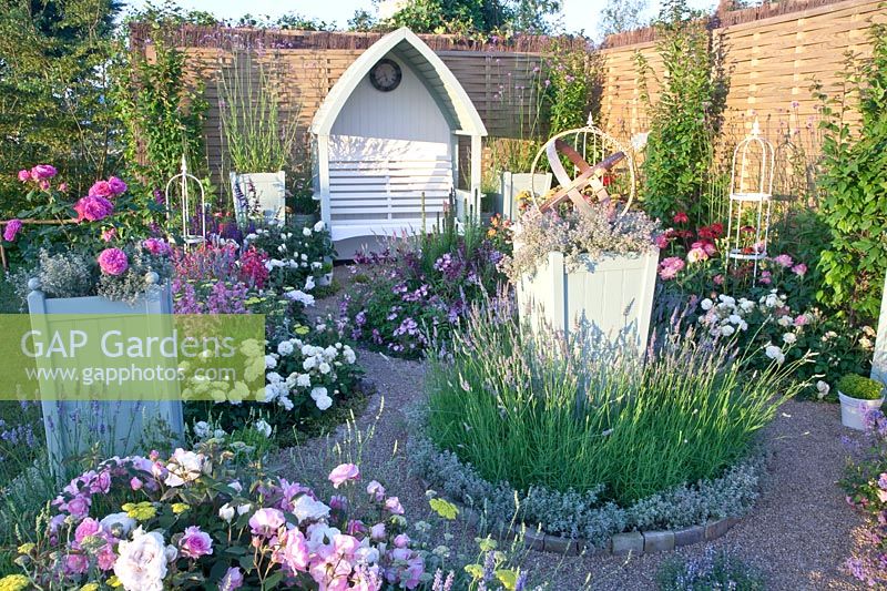 Romantic garden with arbor 