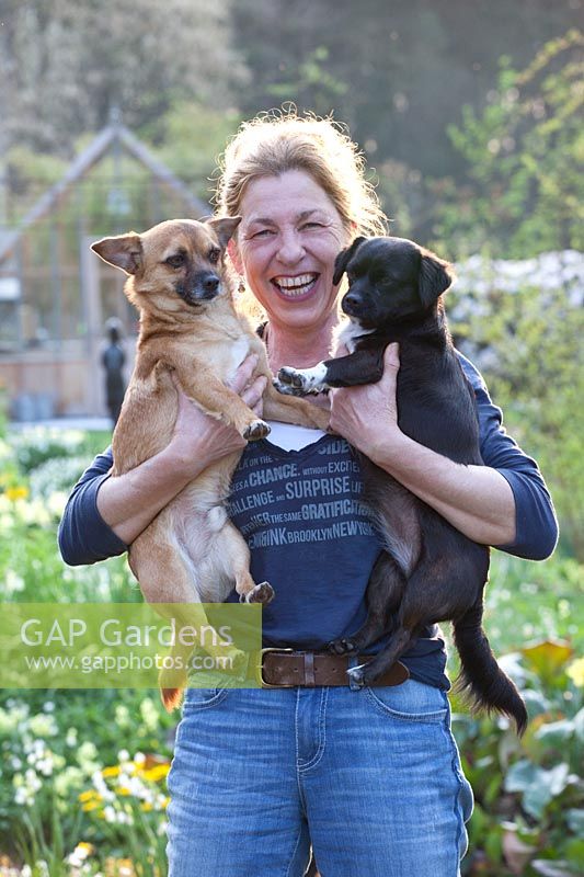Garden owner, Anja van Heeswijk and her Romanian stray dogs 
