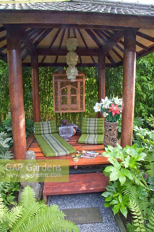 Balinese pavilion in the garden 