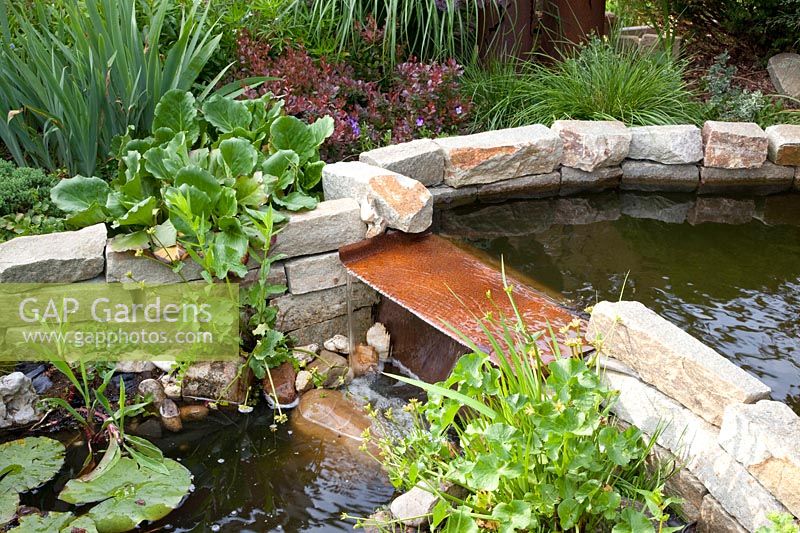 Pond with small waterfall 