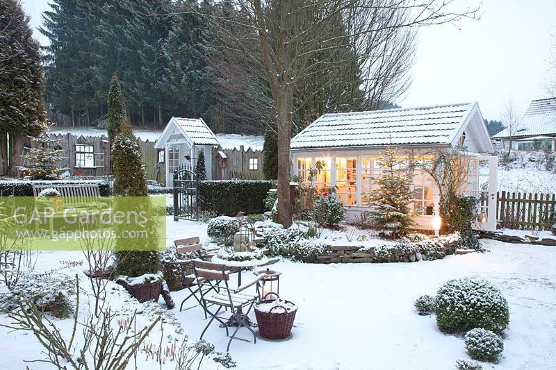 Garden house in winter 