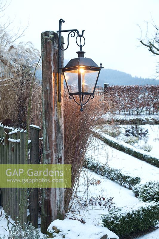 Lantern in the winter garden 