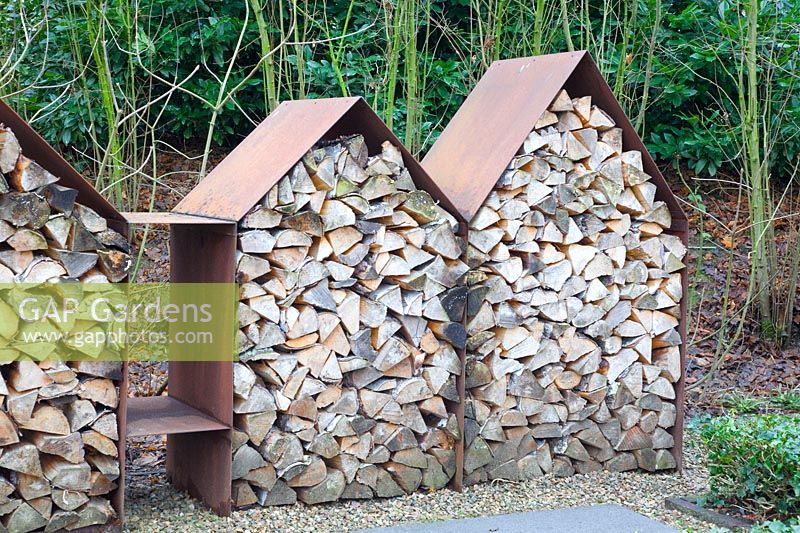 Corten steel storage for firewood 