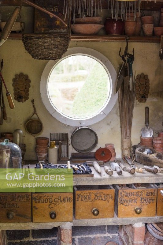 Tool shed at York Gate Garden