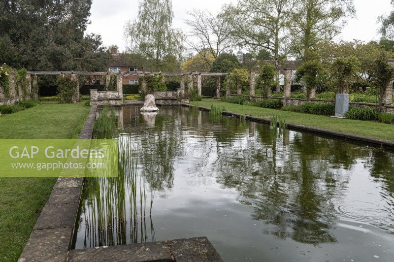 University of Leicester Botanical Gardens England UK. 
General Views. Ornamental pond.