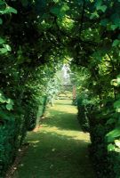 View through pergola in Alan Titchmarsh's garden in Hampshire