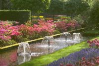 Canal with fountains  at Keukenhof, Holland 