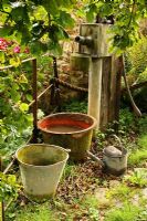 Water pump with buckets and watering can