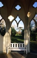 View from inside Gothic temple at Painshill in Surrey 