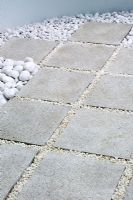 Paving with white pebbles in the 'Footballs Coming Home' at Chelsea FS 2005