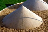Sand cone sculpture in the 'LandArt' garden at the RHS Hampton Court Flower Show
