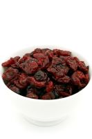 Bowl of dried cranberries. Vaccinium macrocarpon 