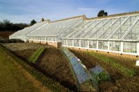 The glasshouse in the kitchen garden at Audley End in winter