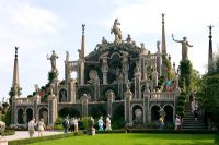 Formal statues at Isola Bella, Lake Maggiore, Piedmont, Italy - One of the Borromean Islands famous for beautiful scenic view