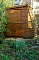 Newly erected wooden garden shed