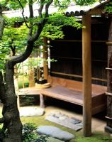 Contemplative seat in Japanese garden