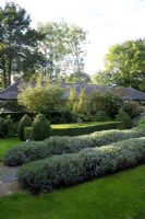Formal front garden in Autumn - Structure provided by Buxus, Lavandula and Malus