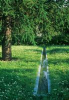 Water rill running through natural lawn - Iksu Spa, Umea, Sweden