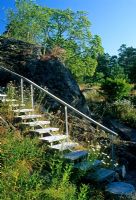 Steps running up into garden - Villa Eketop, Sweden 