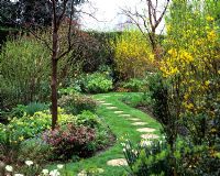 Stepping stones path in Spring garden