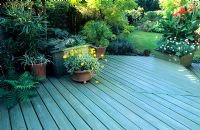 Decking with container plants