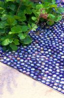 Blue glass pebbles mosaic